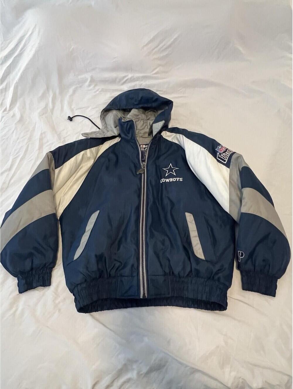 Vintage 90’s Pro Player  NFL Dallas cowboys blue and white puffer Men’s Large